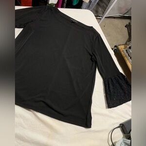 Banana Republic Black Long Sleeve Top with Lace Cuffs